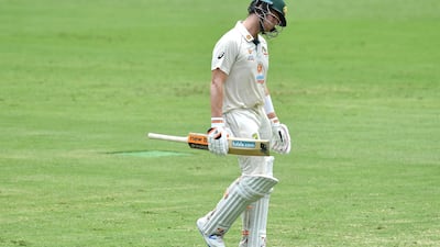Steve Smith trudges off after scoring 55 in Australia's second innings. EPA