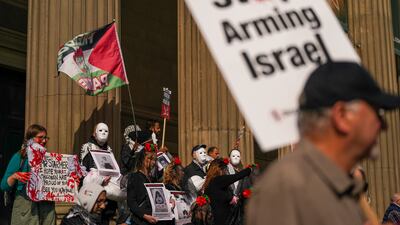 A Palestine Solidarity Campaign demonstration prepares to march to the Labour party conference venue in Liverpool on Saturday. Getty