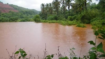 Lake by Lamgo site of Sesa Goa iron ore mine.