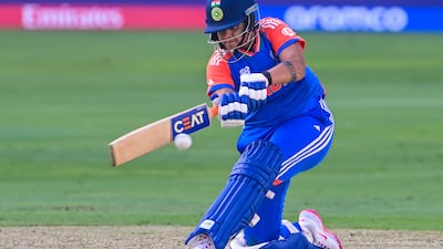 India's Shafali Verma on her way to making 32 runs. AFP