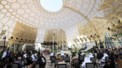 Israel's President Isaac Herzog addresses a gathering at Al Wasl Plaza on the Expo 2020 Dubai site. Photo: Reuters