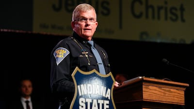 Indiana State Police Superintendent Doug Carter announced the arrest of pharmacy worker Richard Allen, 50, in connection with the murders.