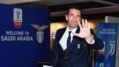 Gianluigi Buffon of Juventus arrives at Riyadh Airport, Saudi Arabia. Getty