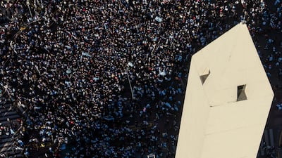 Fans in Buenos Aires celebrate Argentina's victory against Egypt. Getty Images