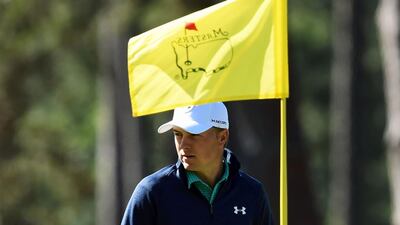 US golfer Jordan Spieth lines up a putt on the 3rd hole during Round 1 of the 80th Masters Golf Tournament at the Augusta National Golf Club on April 7, 2016, in Augusta, Georgia. AFP / DON EMMERT