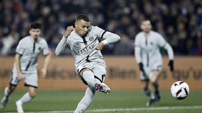 Paris Saint Germain's Kylian Mbappe misses a penalty against Montpellier. EPA