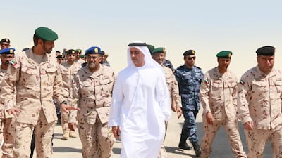 Saif bin Zayed toured the different sections of the Land Forces training centre. Wam