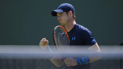Andy Murray celebrates after beating Feliciano Lopez on Thursday in the quarter-finals at the ATP Indian Wells Masters. Mark J Terrill / AP / March 19, 2015