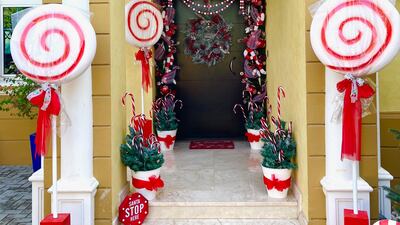 A candy cane entrance at the Gregory house. Photo: Lucy Gregory