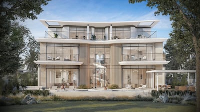 The Karl Lagerfeld Villas in Dubai are inspired by the facade of the fashion house's headquarters in Paris. Photo: Taraf