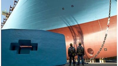 Triple-Es will consume approximately 35 per cent less fuel per container than the standard 13,100-capacity container vessels being delivered to other shipping lines in the next few years. Above, a Triple-E being built for Maersk. Courtesy Maersk