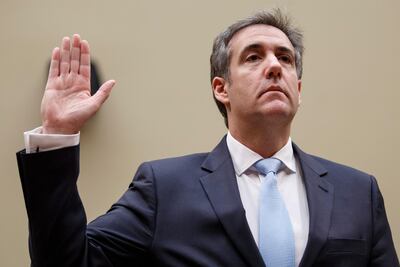 Michael Cohen is sworn in before the House Oversight and Reform Committee. EPA