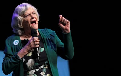 Ann Widdecombe during a Brexit Party rally. Reuters