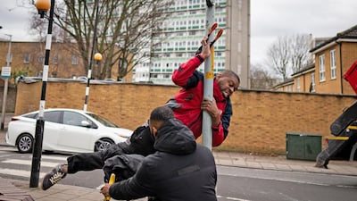 Two men were seen taking down the sign at the junction of Southampton Way and Commercial Way at about 12.30pm