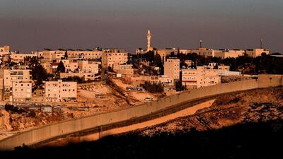 A view of Israel's controversial separation barrier between the West Bank city of Abu Dis and East Jerusalem. AFP