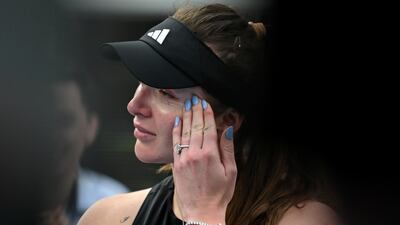 Elina Svitolina gets emotional after her defeat to Coco Gauff. Getty Images