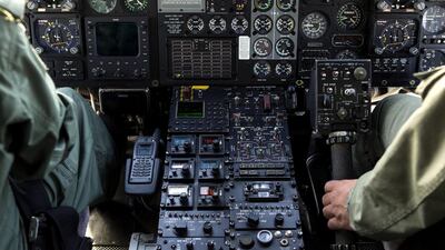 The controls inside Dubai Police’s patrol helicopter.