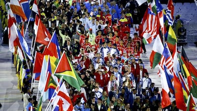 Athletes take part in a parade during the closing ceremony. Vasily Fedosenko / Reuters