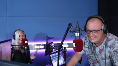 Catboy pictured with former co-presenter Aylissa Boyce at Dubai Eye’s studios. Victor Besa for The National