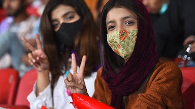 Spectators watch the PSL match in Karachi. EPA