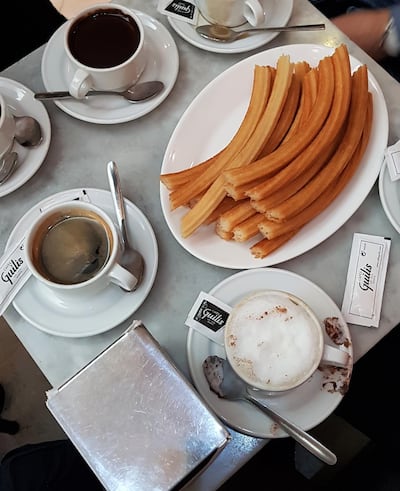 Chocolate con churros at Chocolateria San Gines.