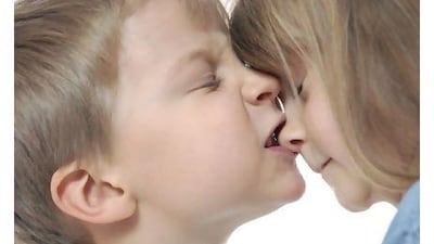 Even a playful nip like this should be discouraged among small children, as it can be difficult to judge exactly what emotions are involved at such moments.