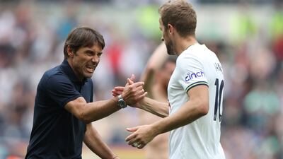 Tottenham manager Antonio Conte, left, has failed to deliver at the European stage. AP