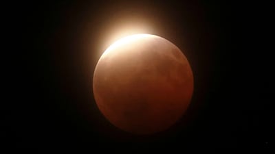 A partial lunar eclipse is seen from the Trona Pinnacles area of California. AFP