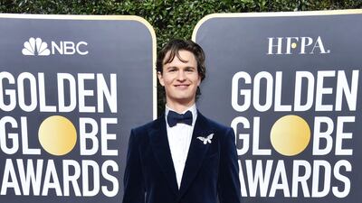 Ansel Elgort, wearing Tom Ford, arrives at the 77th annual Golden Globe Awards at the Beverly Hilton Hotel on January 5, 2020. AFP