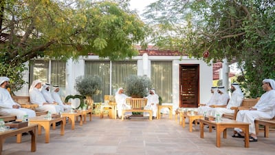 Sheikh Mohamed bin Zayed meets Sheikh Mohamed bin Rashid on March 15. Seen with Sheikh Hamdan bin Mohammed and Sheikh Mansour bin Zayed. Rashed Al Mansoori / Crown Prince Court - Abu Dhabi