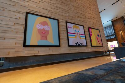 Pop art-style Barbie prints at the Hilton Mexico City Santa Fe Hotel. Courtesy Hilton Hotels & Resorts