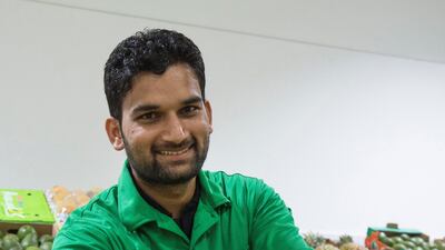 Mohammad Ahsan: Having moved moved from Pakistan to Dubai three years ago, Mohammad Ahsan is fairly new to the fruit and vegetables section. “My overall experience since landing in Dubai has been a highlight,” he says with enthusiasm. “This is the land of opportunities and I am very grateful to be here.” Although he enjoys meeting and interacting with new customers every day, he also acknowledges that the language barrier can, at times, be difficult to overcome. He says “dealing with customers that come from other countries and speak other languages” is the most difficult part of his job.. Leslie Pableo / The National