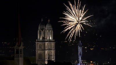 Fireworks illuminate the night sky over Zurich, Switzerland during New Year's Eve celebrations on December 31, 2022. AP