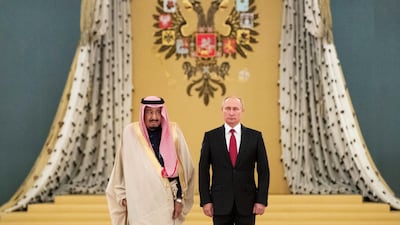 Saudi Arabia and Russia yesterday agreed to expand their cooperation beyond energy and work together to end the conflict in Syria. Pavel Golovkin / AP Photo