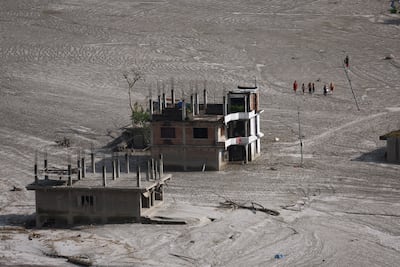 Submerged homes near the Trishuli River, following deadly flash floods and mudslides in Nuwakot district, Nepal. Reuters