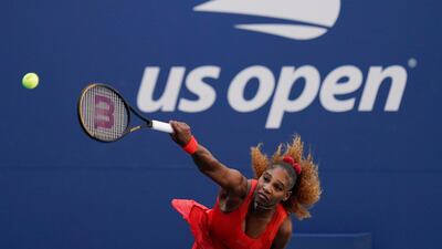 Serena Williams serves to Sloane Stephens during the third round of the US Open. AP Photo