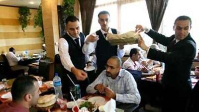 Pita bread served at the Lebanese Flower.