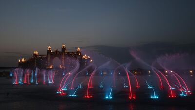 A fountain show near the Atlantis hotel, Dubai, marks the end of fasting on the first day of Ramadan. AFP