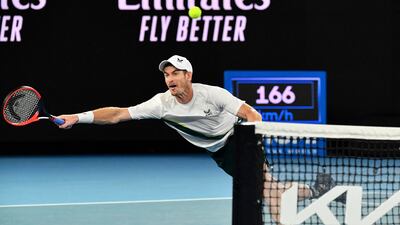 Britain's Andy Murray hits a return against Italy's Matteo Berrettini. AFP