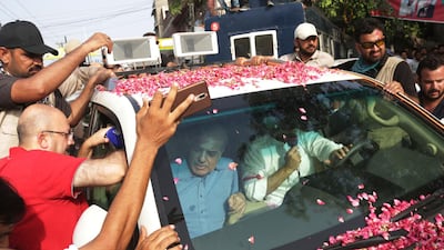 Shahbaz Sharif, brother of Pakistani former prime minister Nawaz Sharif, leaves for the airport in Lahore, Pakistan, on Friday, July 13, 2018. AP Photo