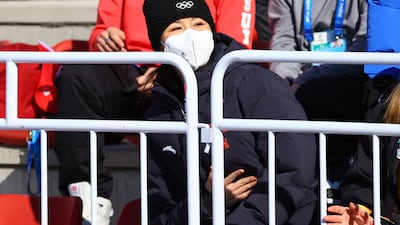 Peng Shuai at the women's freeski big air final at the Beijing Winter Games. Reuters