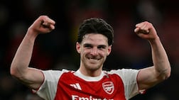Arsenal midfielder Declan Rice has been crucuial to their title win. AFP