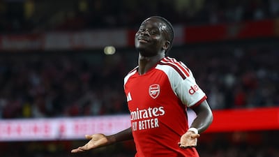 Bukayo Saka celebrates scoring in Arsenal's opening day win over Coventry City. Reuters