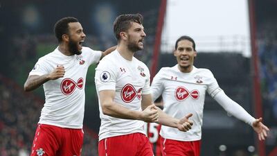 Southampton's Jay Rodriguez celebrates scoring their second goal on Sunday. Andrew Couldridge / Action Images / Reuters / December 18, 2016