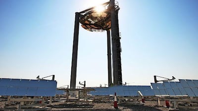 A solar tower will provide much of the energy for Masdar City in Abu Dhabi. Work is slated to be completed around April 2010 though students won't be able to inhabit the university space until the beginning of the next school semester in the fall.