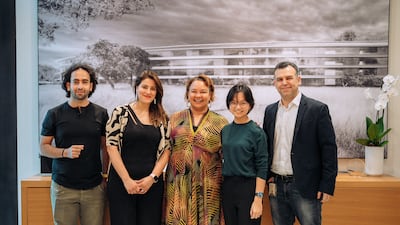 Lisa Jackson, Apple’s vice president for environment, policy and social initiatives, centre, with Middle East developers in Dubai. Photo: Apple