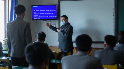 Students attend a lecture at the Pyongyang University of Medicine in Pyongyang. AFP