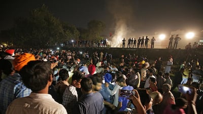 According to reports, at least 50 people were killed when a train ran over a crowd that was watching the burning of Ravana effigy during Dusshera celebrations. EPA/RAMINDER PAL SINGH