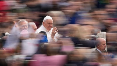 Pope Francis celebrates the 10th anniversary of his election on Monday. AP
