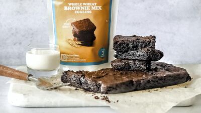Whole wheat brownie mix that's refined-sugar-free and egg-less, from Plattered and available at Hayawiia